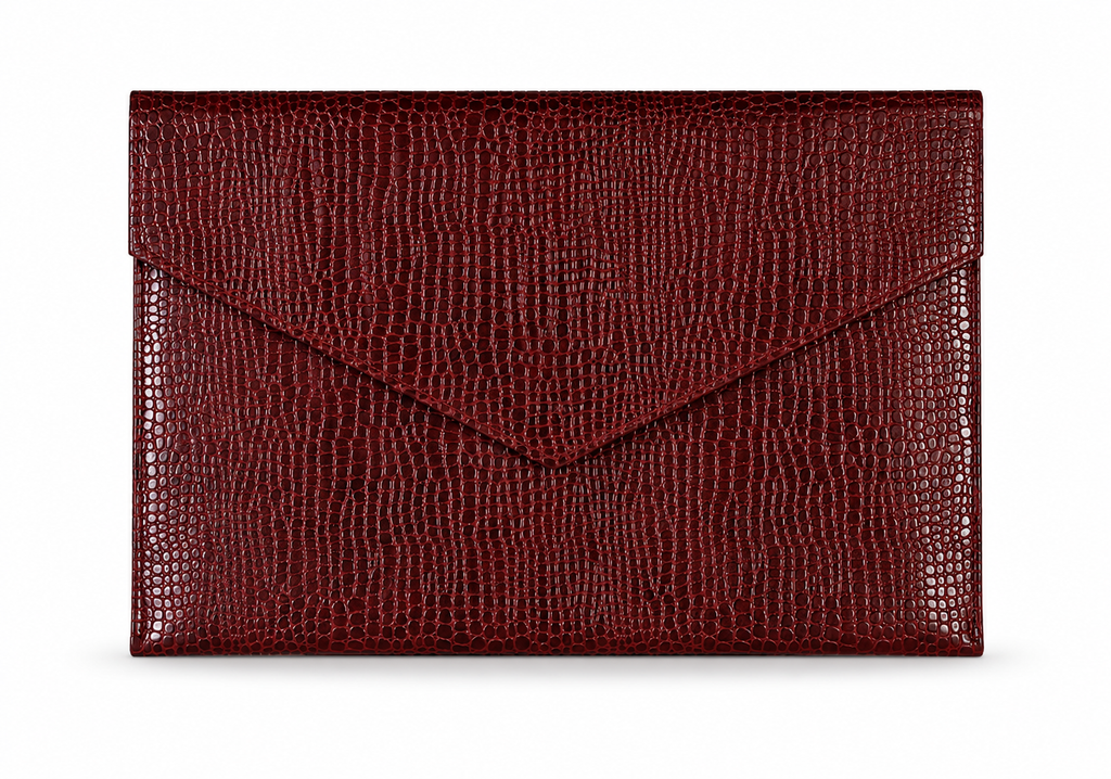 THE WEDGE BURGUNDY CROC LAPTOP SLEEVE