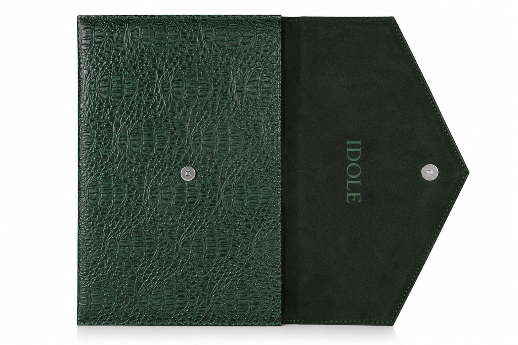 THE WEDGE GREEN CROC LAPTOP SLEEVE